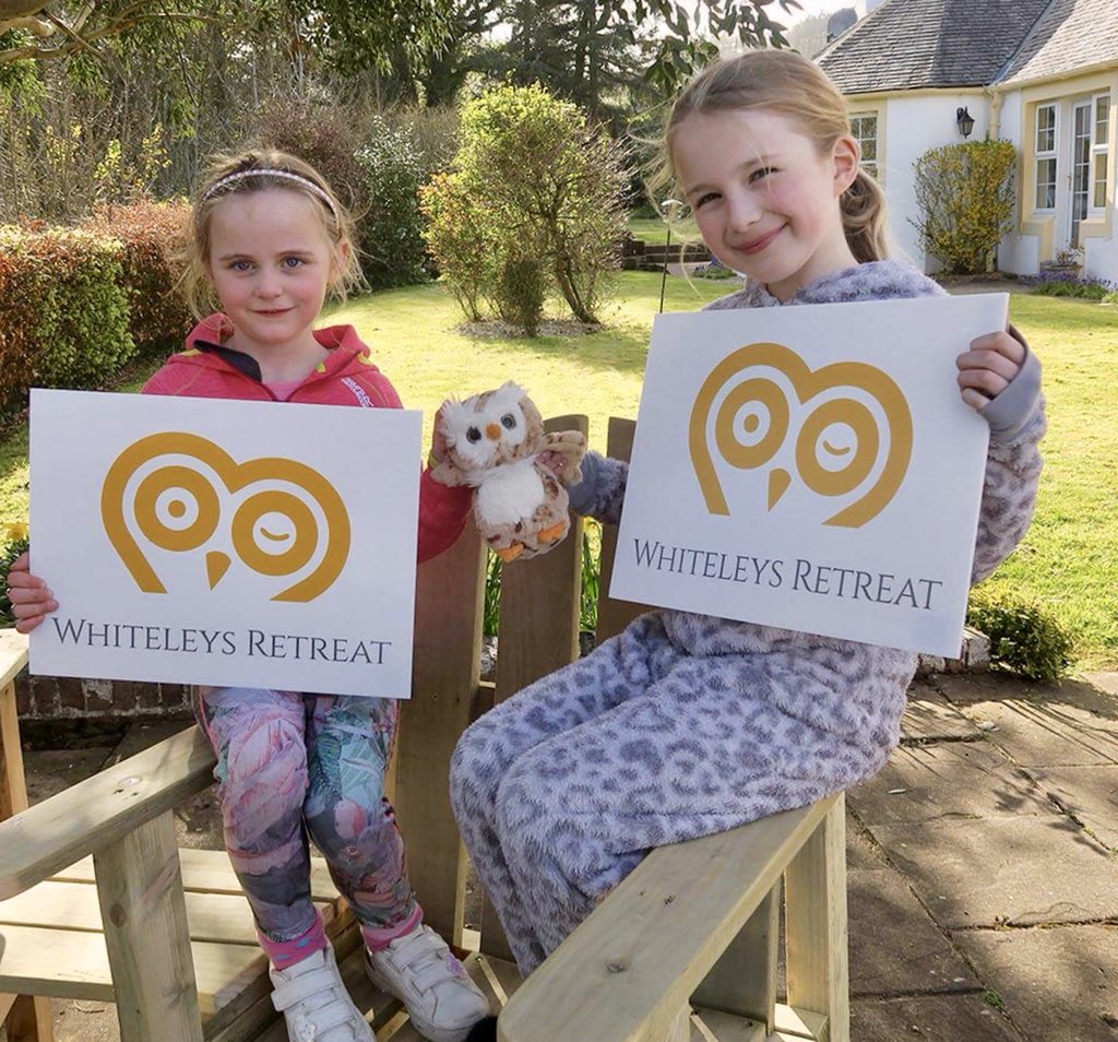 whiteleysayr's tweet photo. What do you think of our new charity logo for Whiteleys Retreat? Presented here by our lovely Young Ambassadors Charlotte &amp; Lemoni 🦉🦉designed by @BBDcreative photos by @alister_firth #owls #countryside #LogoDesign #bbdcreative #Whiteleys https://t.co/M0TSjVH499