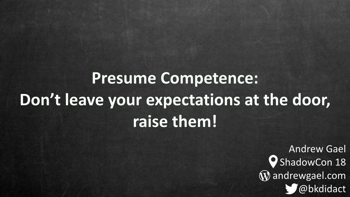 carloliwitter's tweet photo. Hi everyone, I'm excited to be live-tweeting for @bkdidact's #Shadowcon18 talk:

Presume Competence: Don't leave your expectations at the door, raise them!

#NCTMannual #MTBoS #iteachmath https://t.co/QufrvIJn2N