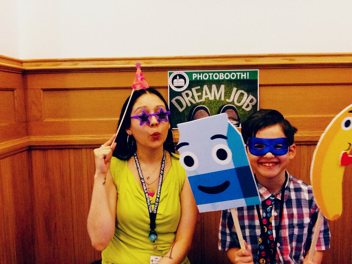 waOSPI's tweet photo. We had a little photo booth in honor of today's #TakeYourChildToWorkDay and asked kids about their dream jobs! #WAedu #TeamOSPI https://t.co/8vcpF1XYXE