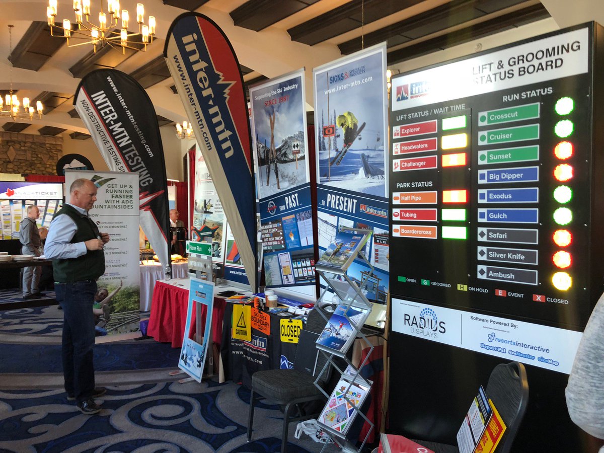 radiusdisplays's tweet photo. Radius digital display boards have been making headlines. Our North American ski resort supplier was recently at the Canada West Ski Areas Association Conference and Tradeshow in Lake Louis.

#led #skidisplays #canada #lakelouis #inter-mtn #innovation #technology #ski #snowboard https://t.co/ctUFQUkYcn