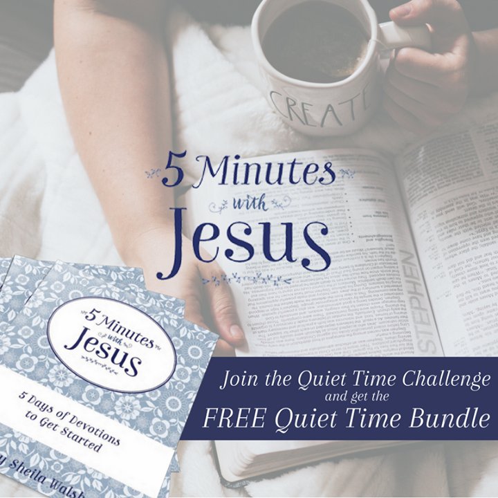 How do you make time for Jesus every day? Do you have five minutes?  
If so then join the 5 Minutes with Jesus Challenge with Sheila Walsh starting May 1st and learn to find a few quiet minutes each day when we can listen for God to speak to us through H… ift.tt/22WDFm9