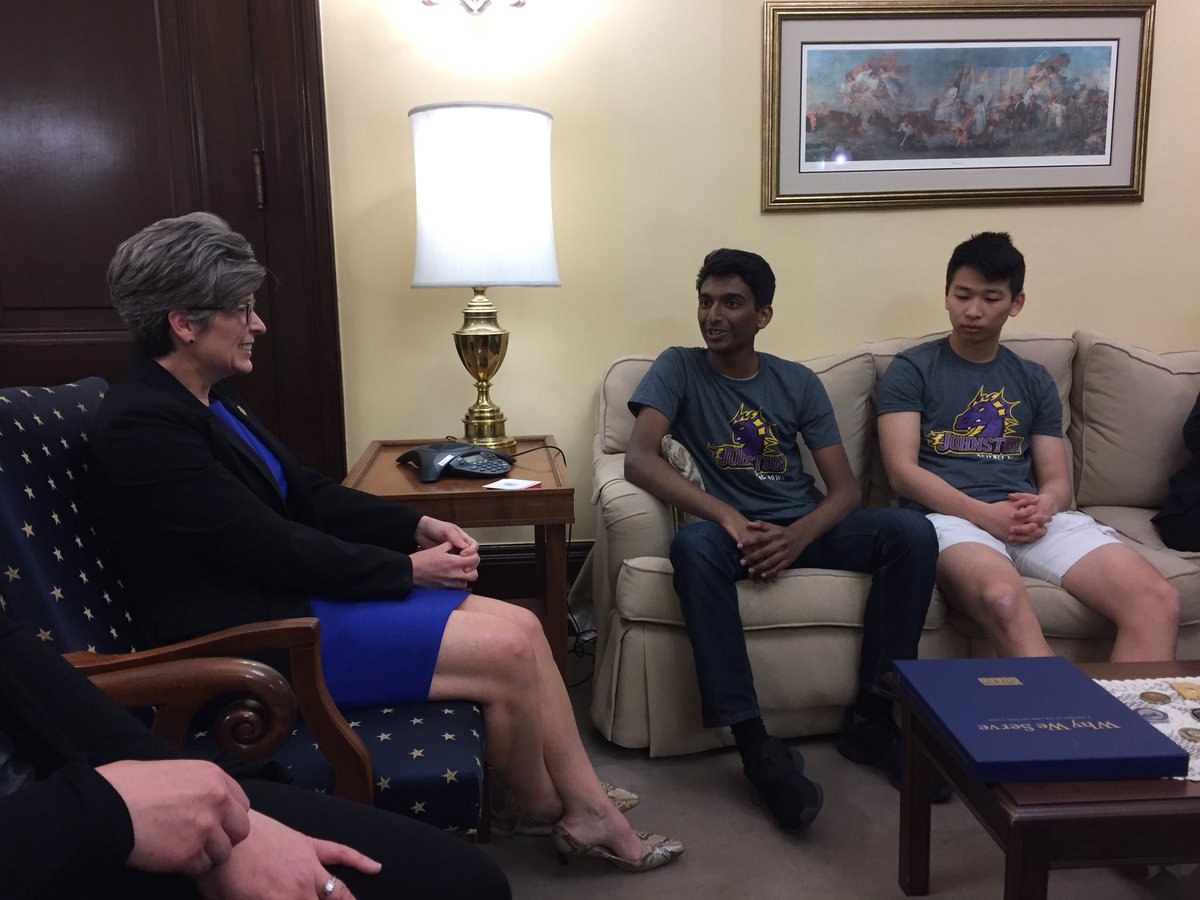 JCSD_SciClub's tweet photo. JHS Science Bowl Team made it to DC.  Was so nice to meet with @SenJoniErnst and @DavidYoungIA https://t.co/wzdfHGJ3yq