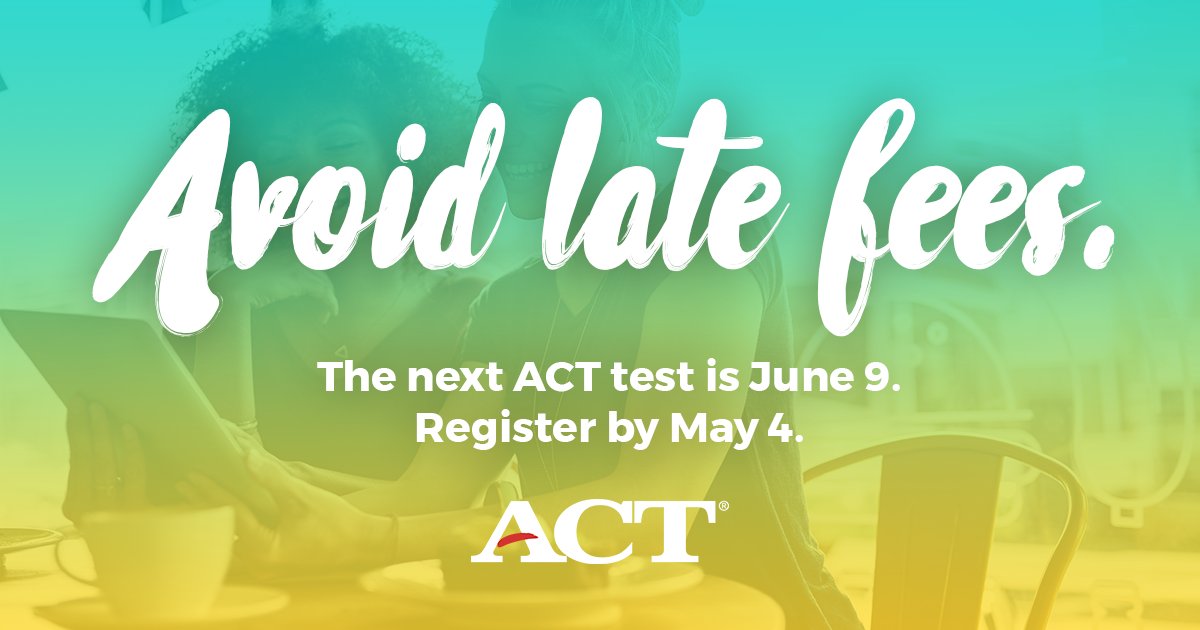 If you're interested in taking the ACT in June, make sure to register by next Friday! You can register online here: bit.ly/ACT-Registrati…