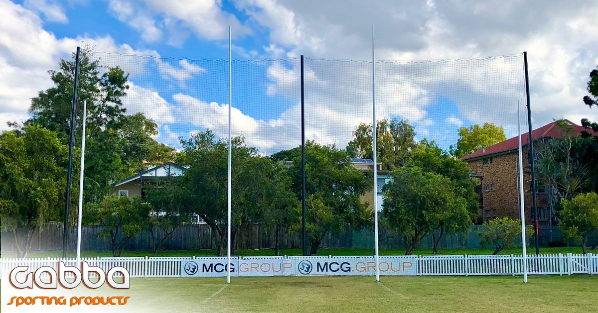 GabbaSports's tweet photo. 12m AFL Barrier netting at both ends for the Morningside Panthers, Brisbane.  Very happy with the finished product, excellent work by the team. https://t.co/2fVmC0eCHl