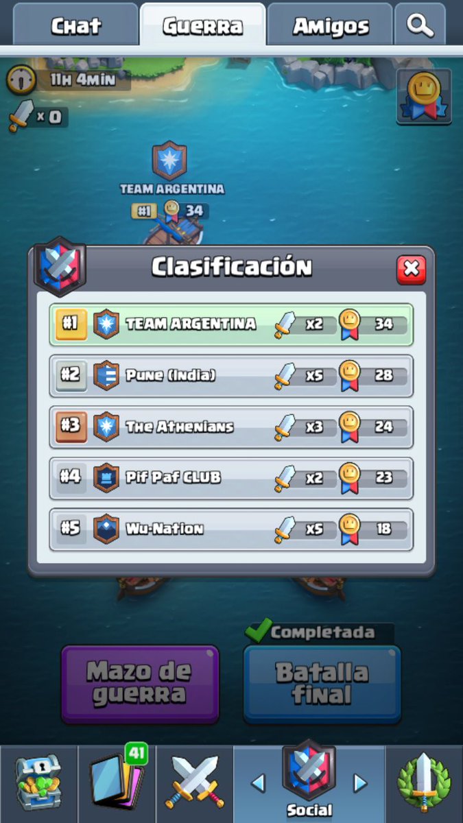 Primera guerra de clan y nuestro equipo salio a combatir como se debe 💪💪💪 a seguir asi de activos y creciendo cada dia mas.