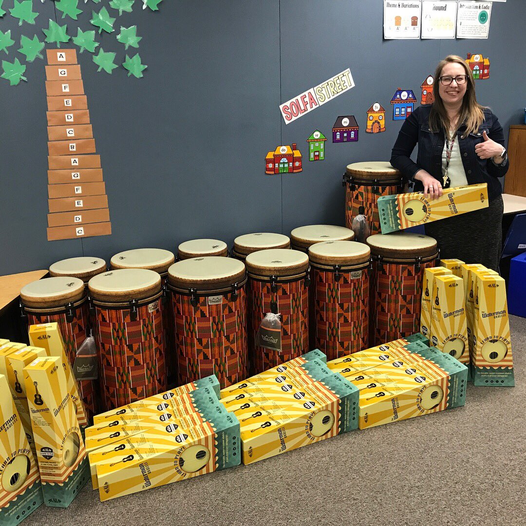ms_skrbec's tweet photo. It’s always such an exciting day when we get new instruments! Thanks to our Home and School and Boy Scouts, the music room received 12 tubanos and 31 Kala Waterman ukuleles! #solucky #iteachmusic #inspire203 #kalaukuleles https://t.co/WaDd5XDlb3
