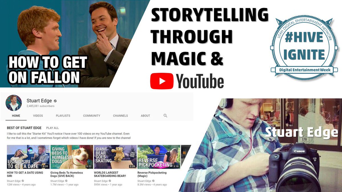 UtahDEN's tweet photo. #HIVEIGNITE in 1 WEEK, Stuart Edge will share the story of how he went from cleaning porta-potties to 3M+ followers and overnight #YouTube sensation, interwoven with Magic to amaze and inspire! RSVP: https://t.co/6DtTnodRnS 

@growtix  @accesssaltlake  @Film_Utah  @watchmyamerica https://t.co/T6MmL1g4qu