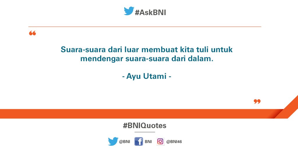 BNI's tweet photo. Percaya kepada orang lain tidak ada salahnya, tapi percaya pada diri sendiri lebih baik. #BNIQuotes https://t.co/2xVwVNeolx