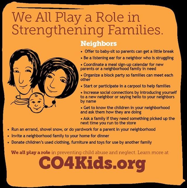 CO_CDHS's tweet photo. Hey, friendly neighbor! You play a big part in strengthening #families and preventing #childabuse and neglect. 
Here's an idea! Increase #social connections by introducing yourself to a new #neighbor or saying hello to your neighbors by name.

More tips for #CAPM2018 are ava… https://t.co/RrQDmEXPFe