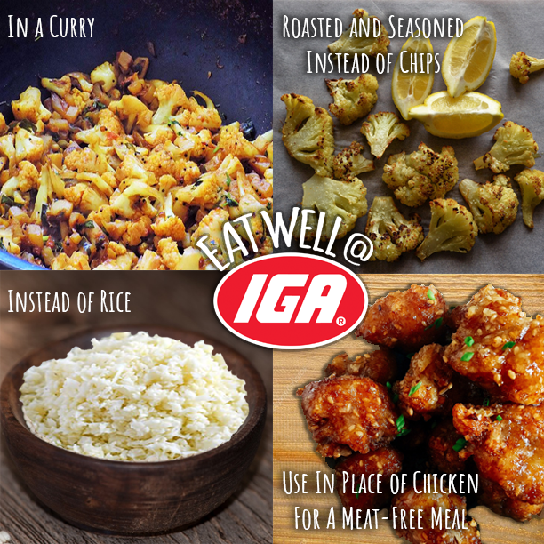 Cauliflower is on special this week at Eat Well @ IGA stores. 
There's so many ways to use cauliflower, try these suggestions!
🛒🛒🛒
Available at <a href="/EatWellatIGA/">Eat Well @ IGA</a> stores in Bendigo and Geelong #eatwellatIGA