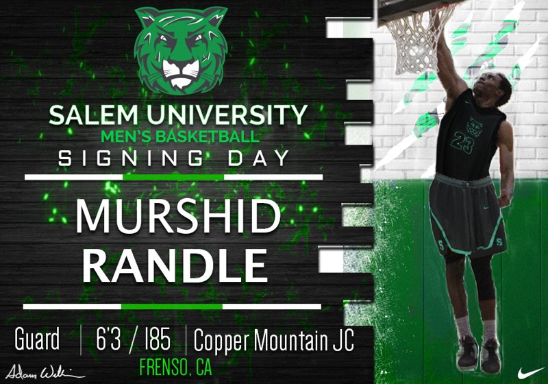 Coach_Devin_Aye's tweet photo. Copper Mountain College's Murshid Randle officially signs his NLI and full scholarship to Salem University NCAA II program in West Va. Extremely proud of him as he stuck with me from Lassen CC to my new job here at Copper Mountain College. True success story! 
#Coppermountainc https://t.co/YXyy94TgtC