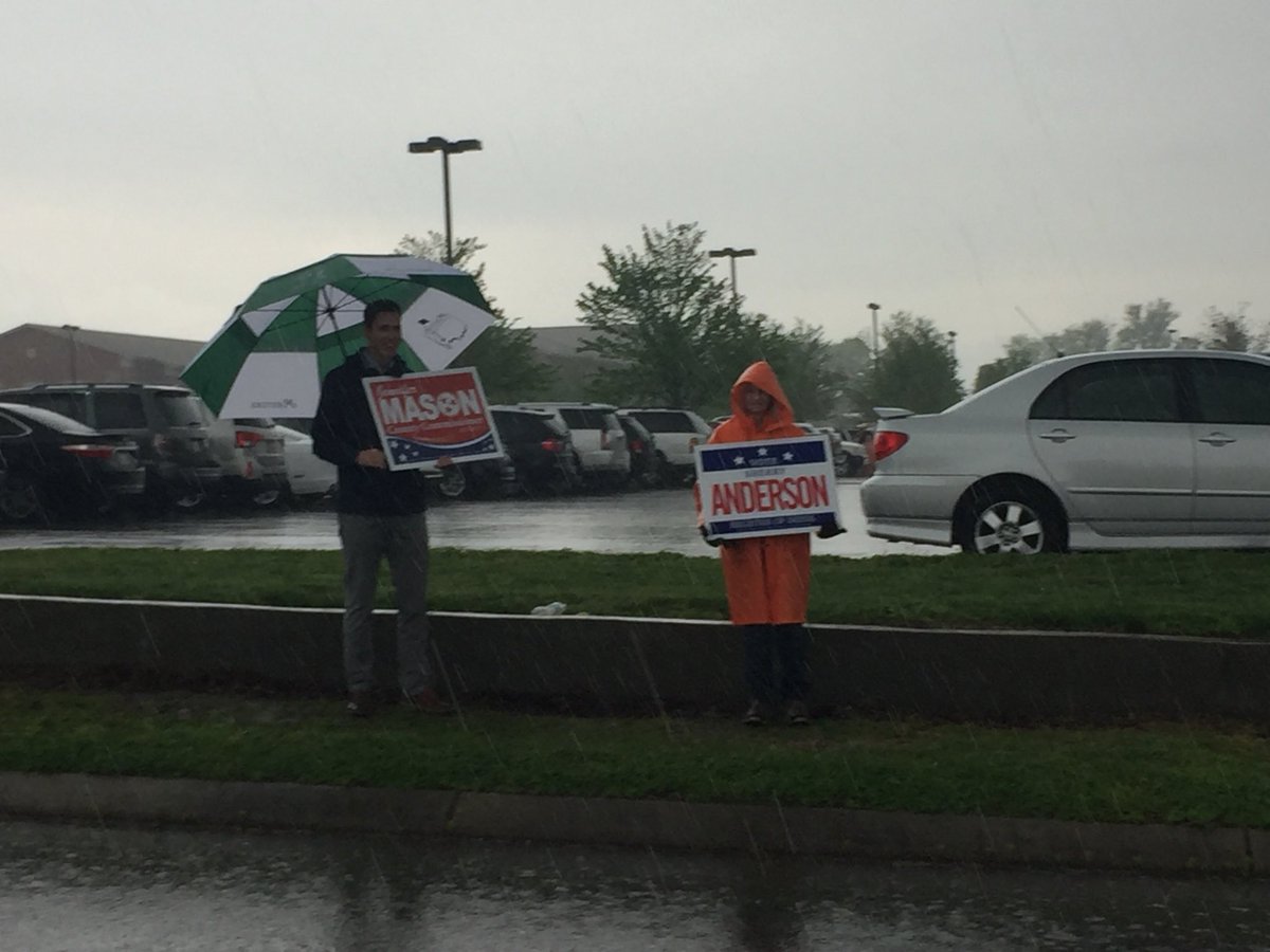 masondistrict3's tweet photo. How do you spell dedication?  R-A-I-N. Thank you Mr. Mason for holding a sign today! #district3 #jennifermasonforcountycommission https://t.co/lzZXAafsv0