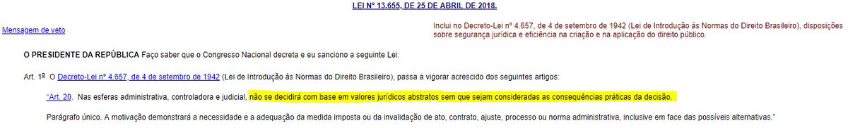 AXavierMF_Adv's tweet photo. 2) O caput do agora artigo 20 da Lei de Introdução explicita que nas esferas administrativa, controladora (Tribunais de Contas) e judicial, as decisões não poderão ser tomadas com base em valores jurídicos abstratos sem que sejam consideradas as consequências práticas da decisão. https://t.co/xHVDoqI80E