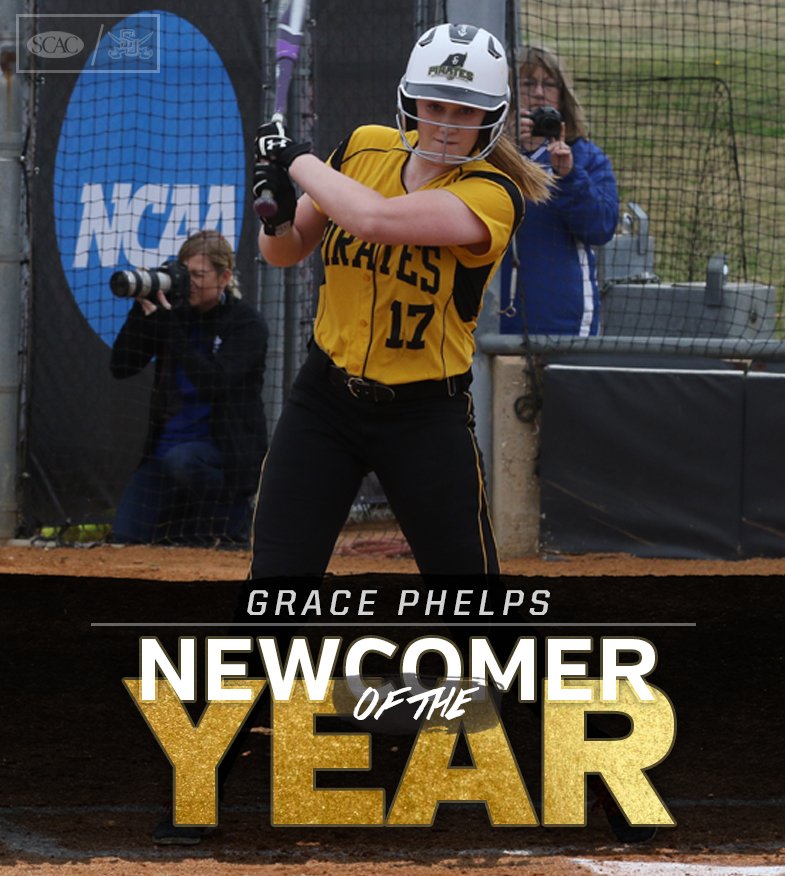 SCAC_Sports's tweet photo. The #SCACsb Newcomer of the Year is Grace Phelps of @SUPirates! https://t.co/bEKqMiPFM2