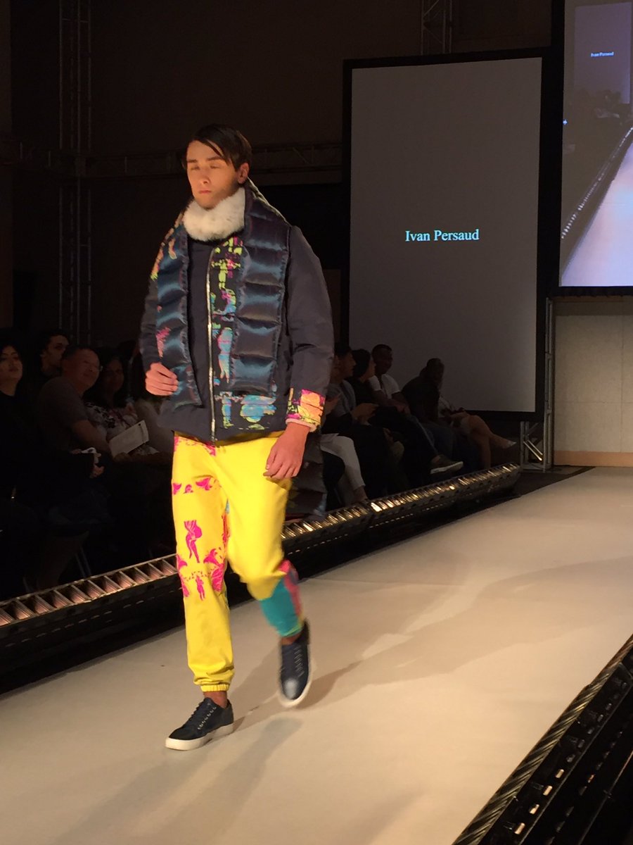 SenecaFashion's tweet photo. Ivan Persaud's collection was hand printed! #redefiningdesign #senecafashion #senecaproud https://t.co/p9Z6zP4FSG