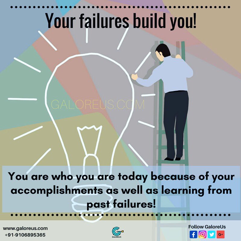 GaloreUs's tweet photo. Embrace your #failures &amp; #learn from them. They aren’t the end, rather can be a #beginning to new #opportunities &amp; #newyou! 
Are you #growing with your failures? Or giving up with them?
#galoreus #growthmindset #growth #success #successmindset 
#lifecoach #motivation #positivity https://t.co/CdUNy09bW4