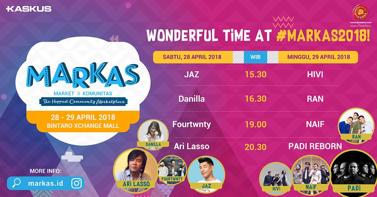 tribunnews's tweet photo. BESOK! #MARKAS2018 hadir untuk bikin happy! Cekidot di https://t.co/sSeGlt3hpl untuk tahu siapa aja yang bakalan performance di MARKAS 2018! https://t.co/u0zYjWbUdd