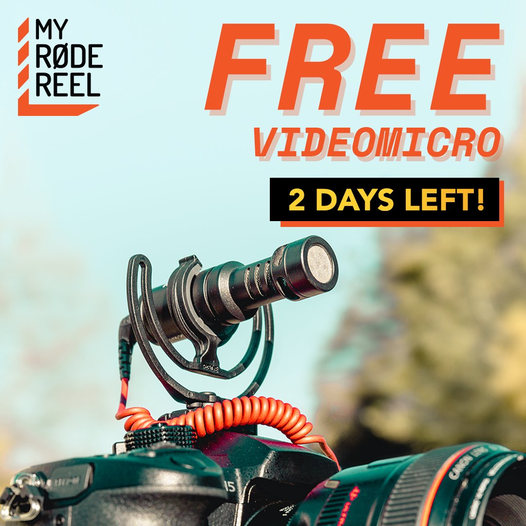 rodemics's tweet image. There's only TWO DAYS left to submit your #MyRØDEReel entry to claim your FREE* #RØDE #VideoMicro!

Don't miss out! Visit myrodereel.com and get your film in NOW!

*(T&amp;amp;Cs apply (see rockro.de/MRR-micro). Limited one VideoMicro per person. First 150 entries only.)