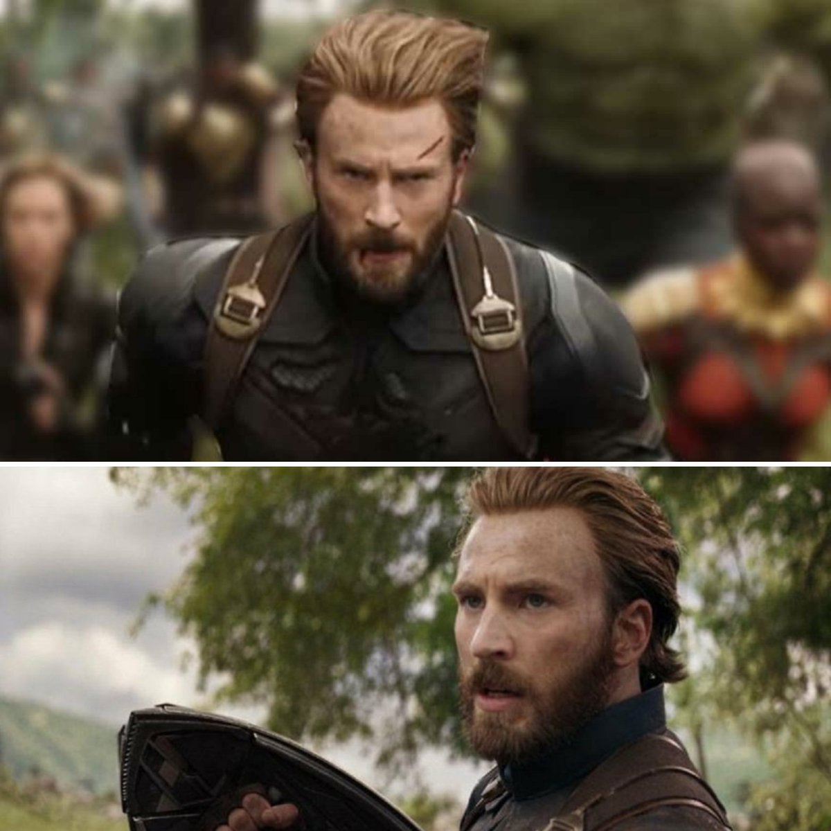 kimmieg78's tweet photo. The only #infinitywar spoiler I have??? That #captainamerica looks sexy af!! Lol!!! That's all.... @avengers @ChrisEvans #thatbeardtho #dayummmmm https://t.co/SdMsPwYE00