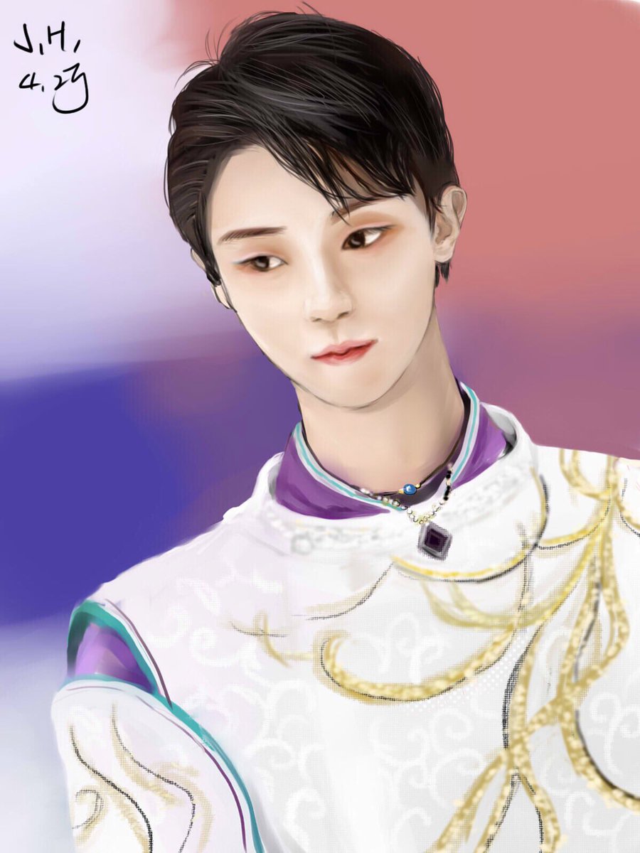 AppleJoshin's tweet photo. #YuzuruHanyu #illustrationart #sai #羽生結弦の写真撮るの下手くそ選手��� 假装参加一下比赛，嘿嘿 https://t.co/HWiXYdEMCa