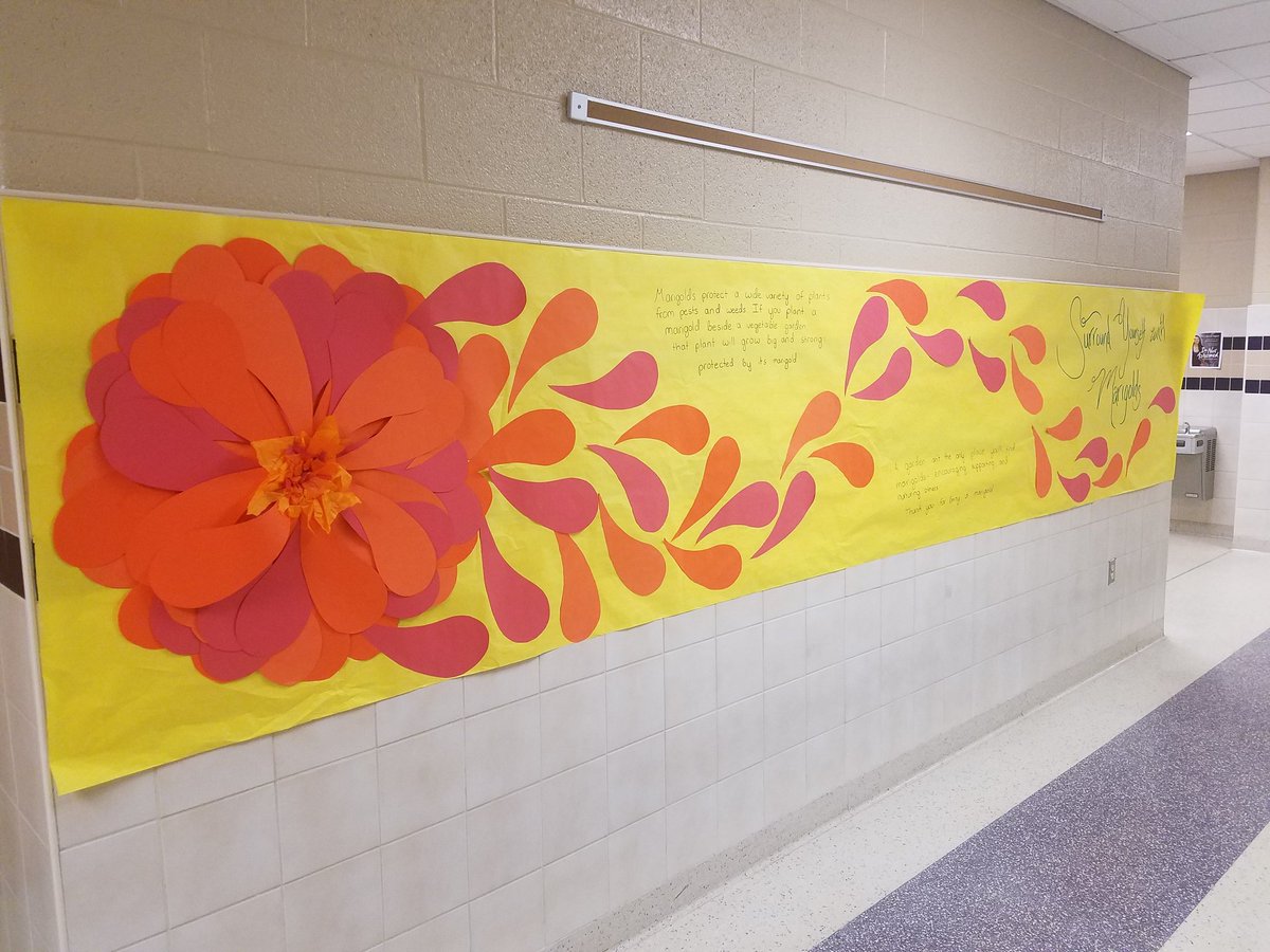 NHSCounDept's tweet photo. Basically ππ about @NorthernHS3DArt & @nhsAPart's creativity! Be someone's marigold! Gorgeous display, profound message, & awesome tie-in with the door hangers! Our Art Department is second to NONE! π #StandUp4NHS #WeekWithoutHate #WeAreNorthern https://t.co/Ml5MIjUTls