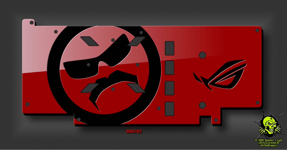 SinisterCrypt's tweet image. @ASUS_ROG &amp;amp; @DrDisRespect Video Card Back Plate Design: Diablo Red, #ROGExtreme30