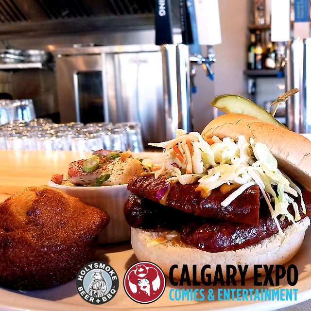HolySmokebarbq's tweet photo. See you there! We're going to be at The Calgary Comic and Entertainment Expo through till Sunday. Treat yourself to some Southern BBQ and be happy :) Thou shalt enjoy. #holysmokebbq #supportlocal #eatgood https://t.co/QIei014UQi