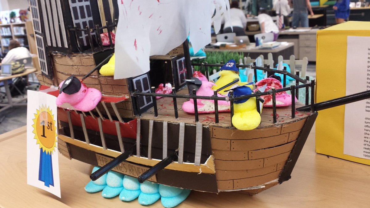 WAHSlib's tweet photo. The peeps! LOVE the World History peeps display in the library, thx to students of @truwahu https://t.co/zaUu2JNcsS