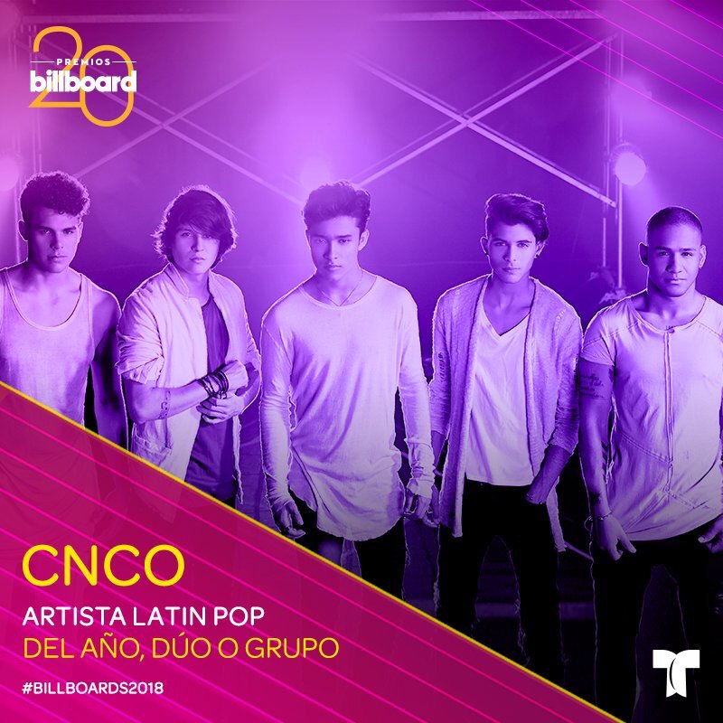 CNCOmusic's tweet photo. GRACIAS! Estamos muy agradecidos y felices 🤗 ARTISTA LATIN POP del año @LatinBillboards #billboards2018 https://t.co/cpLhLBwdUc