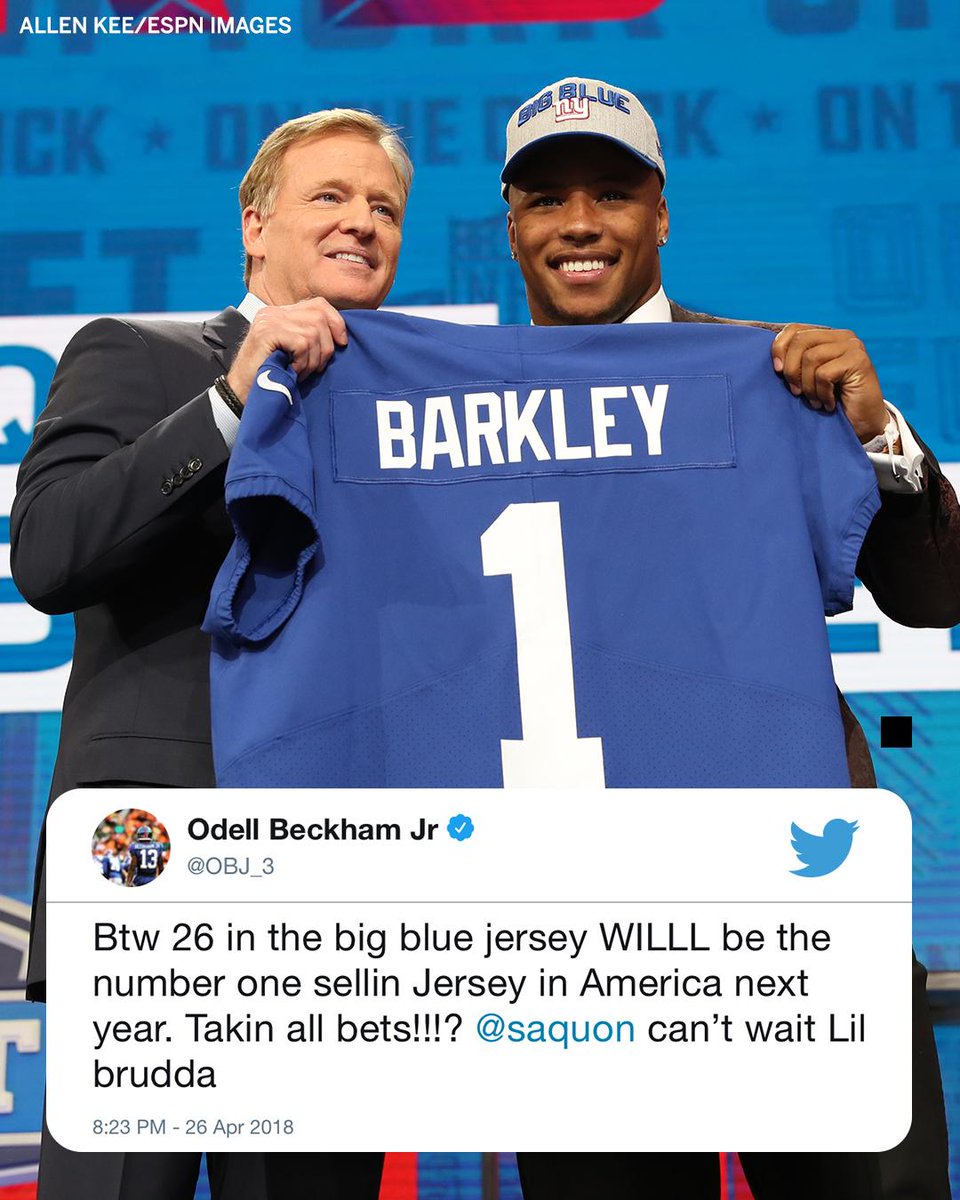 SportsCenter's tweet photo. Odell is ready for Saquon in The Big Apple. https://t.co/yufHrzkrds