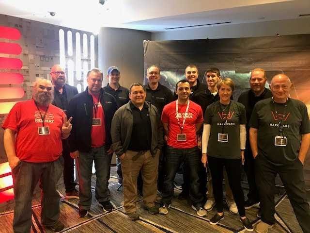 NadhanEG's tweet photo. "Where @RedHat met @DXCTechnology" at the #AAHackWars @AmericanAir @CityofDallas Apr 20-21 :: @RedHatPartners https://t.co/8dCNr6u2Vk