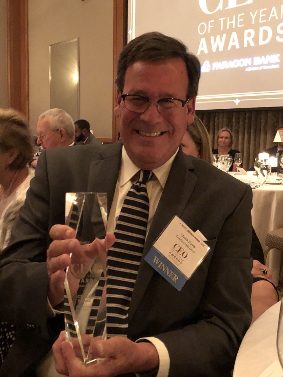 coastal24's tweet photo. Wooo! Congrats @ChuckPurvis  #TriBizCEO #creditunions 💚🏆 https://t.co/zRdVMH6uW8