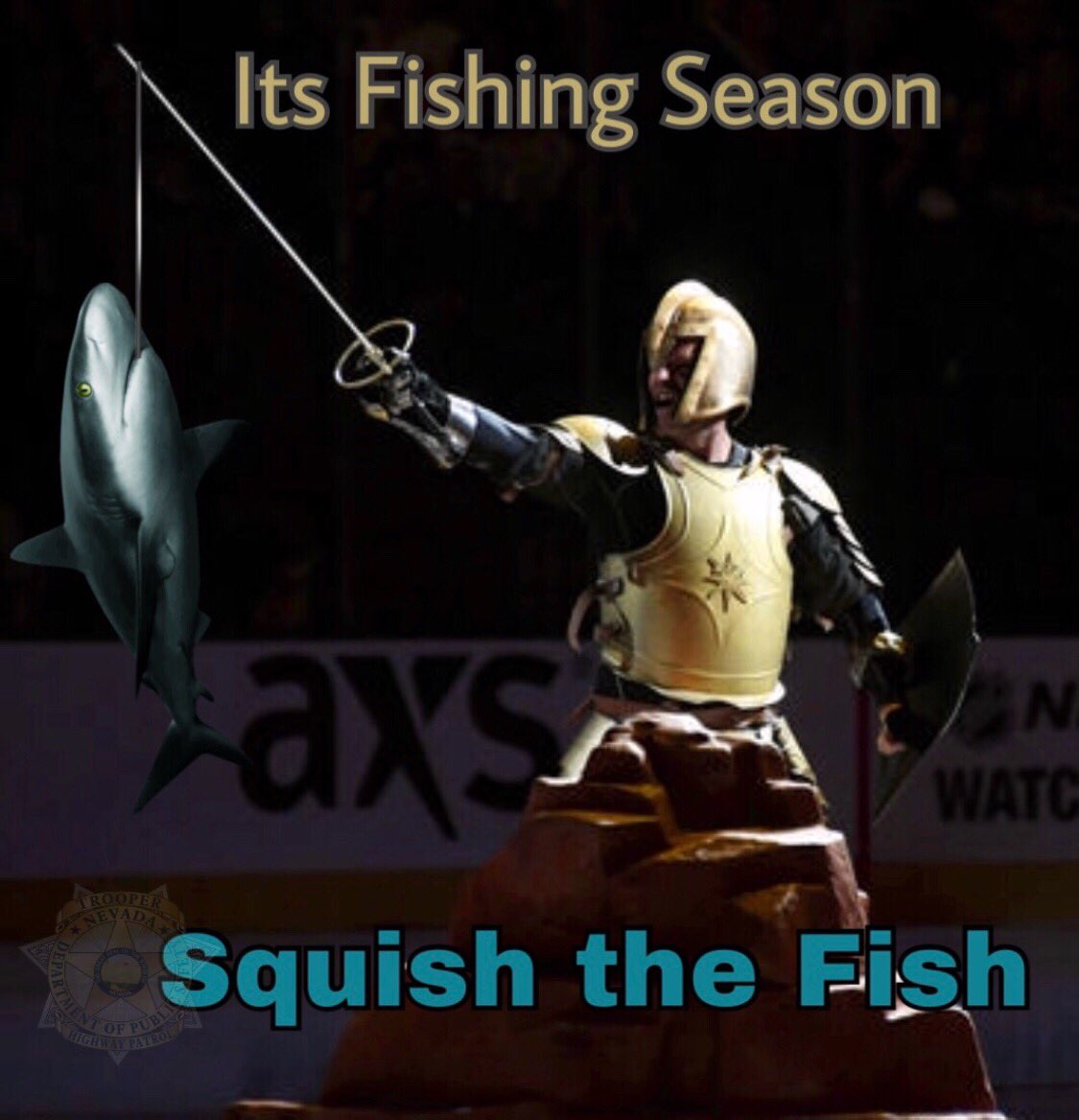 It’s officially Fishing Season in Las Vegas. Good Luck to the Las Vegas Golden Knights in Round 2 of the Stanley Cups Playoffs. Please remember to enjoy the game responsibly and get home safe. Squish the Fish! #StanleyCupPlayoffs2018 #KnightUP #VegasBorn #goknightsgo #NHLPlayoffs