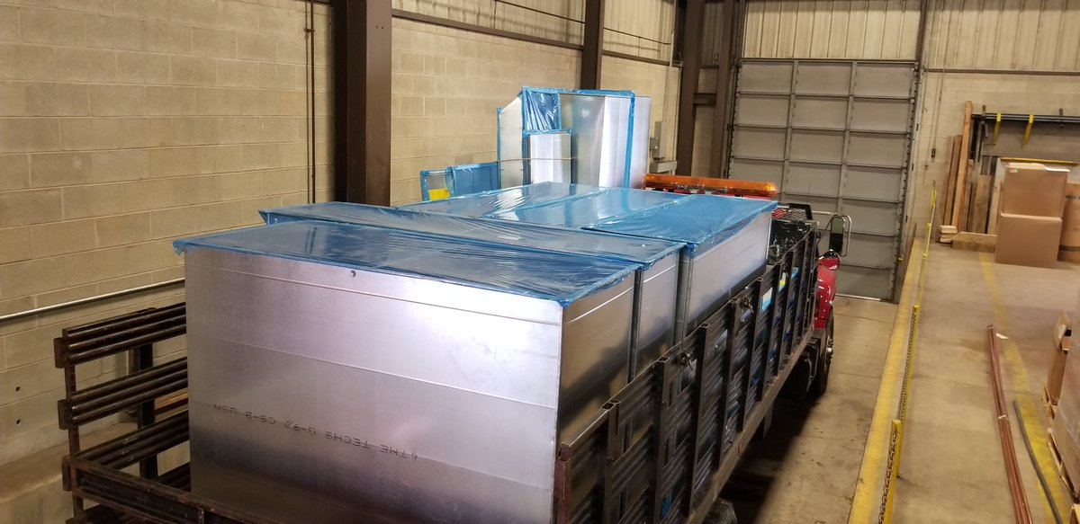 JamesCRAFTSon's tweet photo. Another load of ductwork heading to a hospital project in Harrisburg…this ductwork was fabricated in our state-of-the-art, computerized sheet metal shop.  The blue plastic wrapping is to keep the ductwork clean during transport and staging at the site. https://t.co/0GmZFU0brG