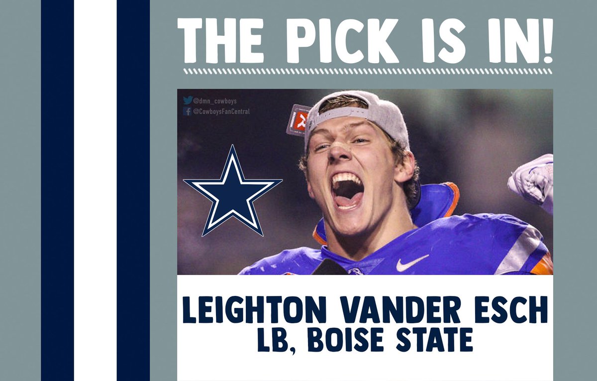 dmn_cowboys's tweet photo. The pick is in!

Leighton Vander Esch is a Dallas Cowboy. #NFLDraft 

💻👉https://t.co/Qym09LGRHd https://t.co/xZB3XUpDIq