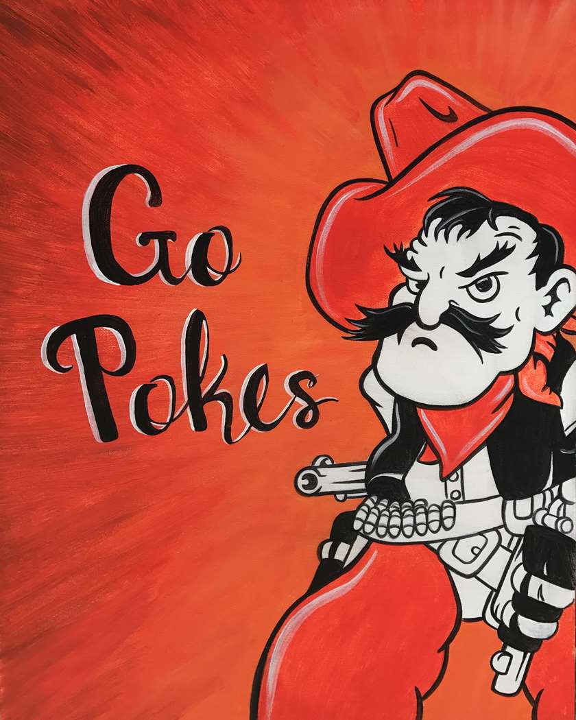 PinotCherrySt's tweet photo. We've still got room next Wednesday for this once a year chance to paint Pistol Pete! #GoPokes 
https://t.co/AKKU9ySFIZ https://t.co/RA8BzairKw