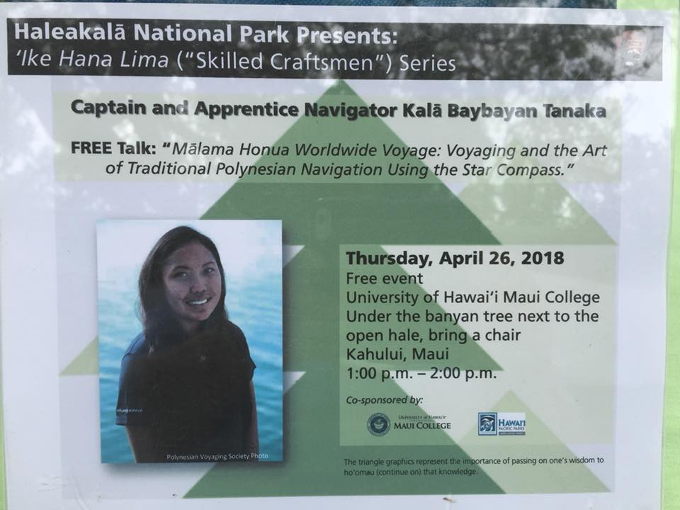 HIPacParks's tweet photo. Fantastic day on #Maui today @ the HPPA-supported ‘Ike Hana Lima “Skilled Craftsman Series”. We were also there to hear this Hokule’a Captain & Apprentice Navigator talk about #traditional #Polynesian #voyaging @ the UH MC. We hope you were there! #Hokulea #starcompass #Haleakala https://t.co/6gplaNodaV