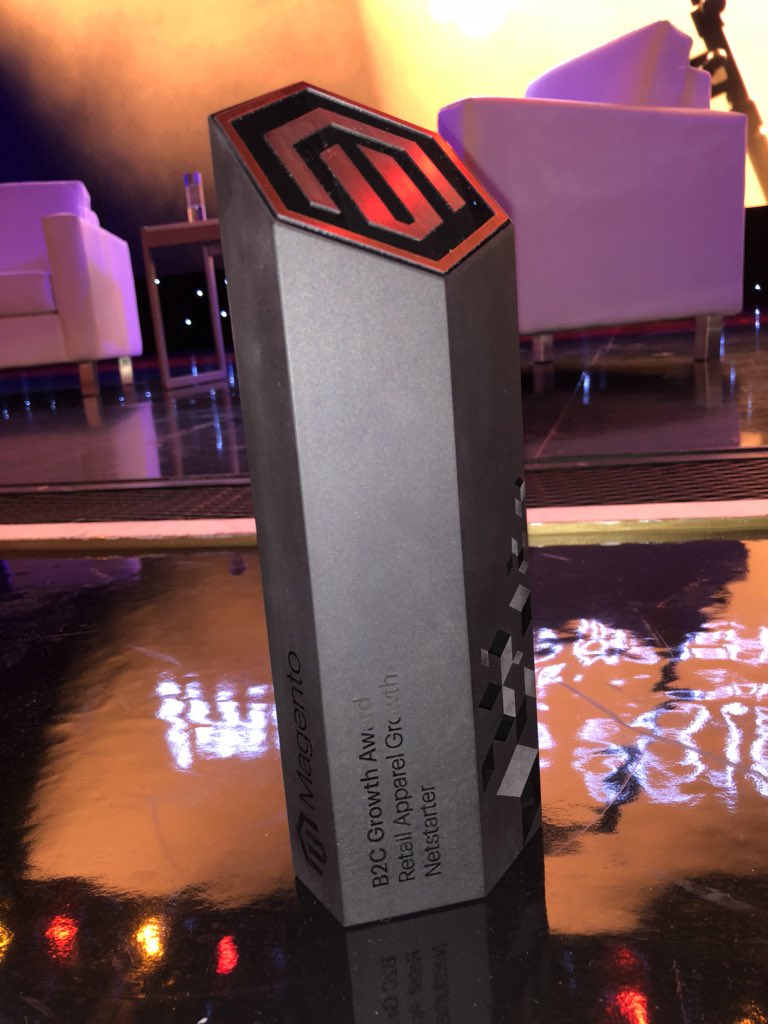 netstarter's tweet photo. Absolutely delighted for our client, Retail Apparel Group, and incredibly proud of our team to win the B2C Growth Award at #MagentoImagine. The 5 RAG brands have been phenomenally successful on #Magento2. https://t.co/XqWiXQpsC5
