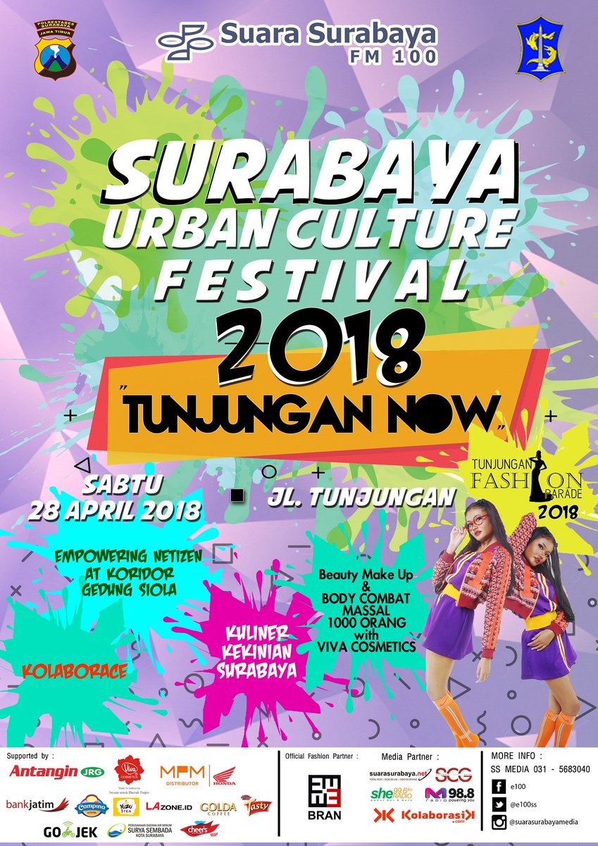 #SUCF Surabaya Urban Culture Festival (SUCF) 2018 persembahan Suara Surabaya Media hadir di Jl Tunjungan, Sabtu, 28 April 2018, untuk menyemarakkan Hari Jadi Kota Surabaya (HJKS) ke-725. 
Tema SUCF 2018: Tunjungan Now.

Ayo bergabung dan jadi bagian Tunjungan NOW!