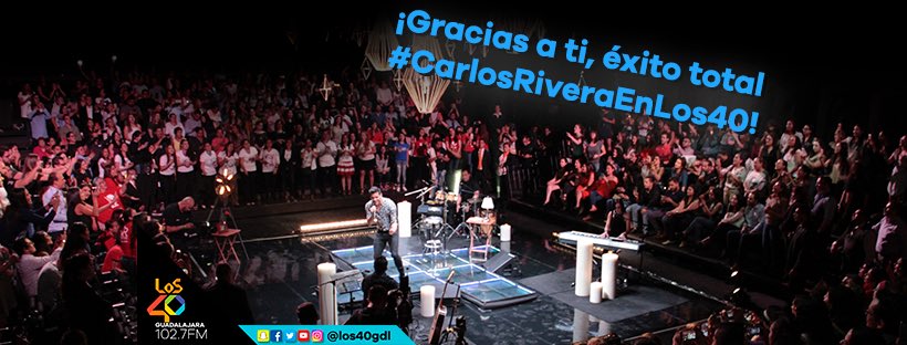 Los40Gdl's tweet photo. ¡Increíble #LOS40Básico #CarlosRiveraEnLos40, gracias a todos fue un éxito total en @Conjuntodeartes @_CarlosRivera! https://t.co/NomntTJP12