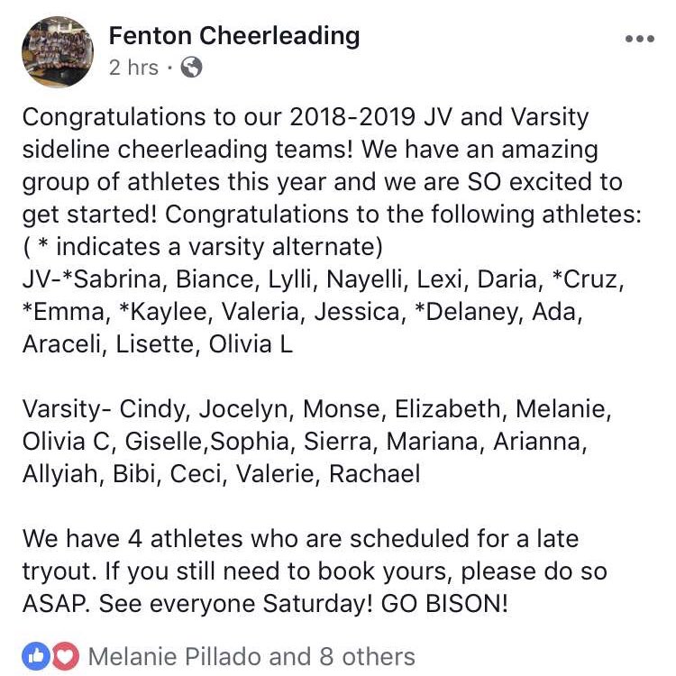 Fenton Cheerleading tweet media