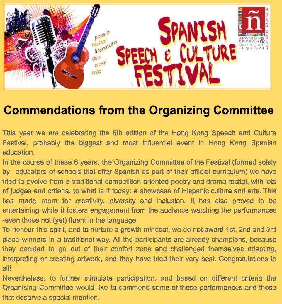 HKSSCF's tweet photo. Commendations from the Hispanic Culture Festival’s Organizing Committee 2018 #HKSSCF https://t.co/25PCegBfPZ https://t.co/BZIOttlAaX