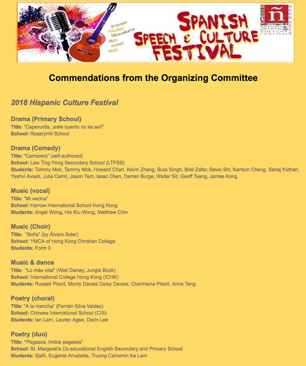 HKSSCF's tweet photo. Commendations from the Hispanic Culture Festival’s Organizing Committee 2018 #HKSSCF https://t.co/25PCegBfPZ https://t.co/BZIOttlAaX