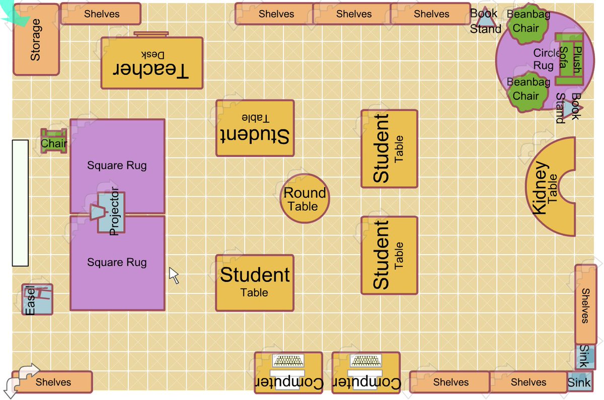 EducatingKMay's tweet photo. My "Ideal" Classroom! I really focused on having a strong literacy area as well as lots of storage. #acuedu_p https://t.co/SJiW5sG5TE