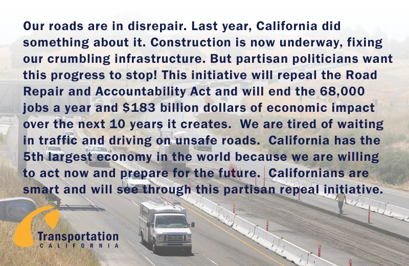 Transport_CA's tweet photo. Stop the Repeal of SB1
#jobs #economy #SB1 #RebuildingCA #truth #stoptherepeal https://t.co/WxoG79ZCfZ