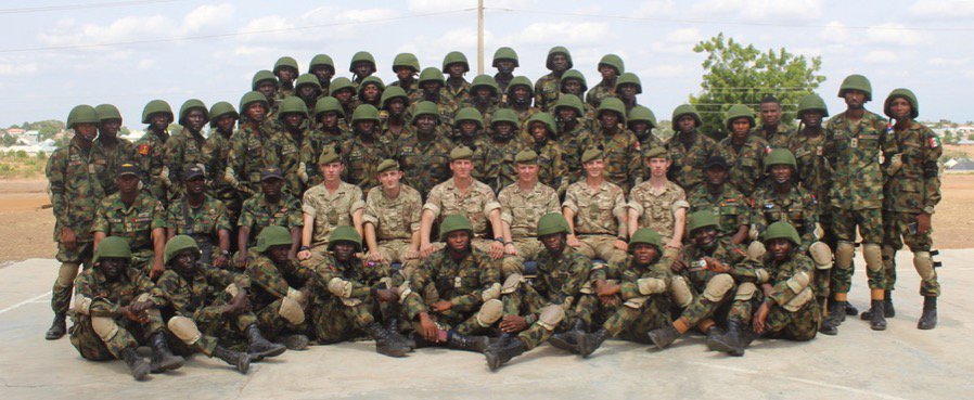 UKinNigeria's tweet photo. After 13 weeks of training delivered by UK specialised Infantry Group @1_scots
the 707 Special Forces Brigade of the @HQNigerianArmy demonstrated at a Pass Off Parade in Makurdi, new skills required to become Nigeria's premier land reconnaissance force. #UKCSSF
@FCONeilWigan https://t.co/3UOc0RqljN