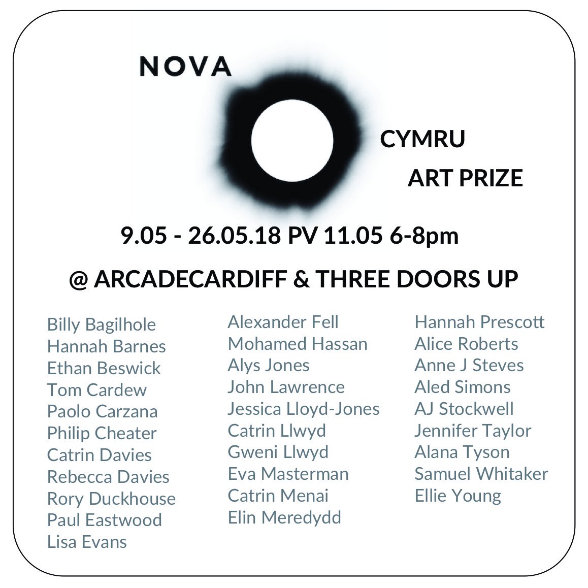 arcadecampfa's tweet photo. NOVA Arts Prize Opens Wed. 9th May at Arcadecardiff PV Fri.11th May 6-8pm exhibition continues till: 26th May For more: https://t.co/wGdS0zlXUI  @NovaCymru @Three_Doors_Up @fineartCSAD @ILovesTheDiff @Arts_Wales_ @_warp @chaptertweets https://t.co/pspglvrCpP