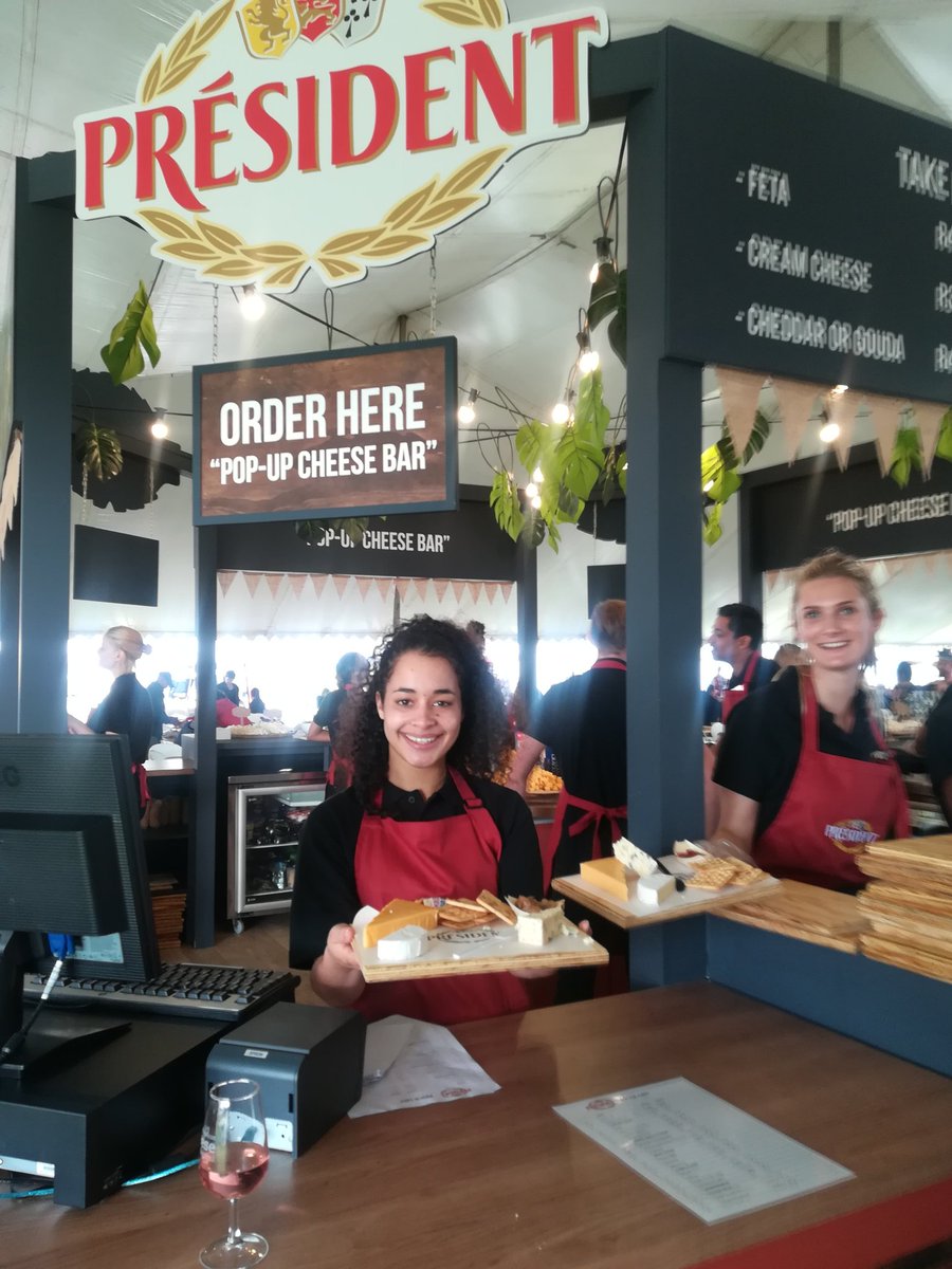 JoanneInCPT's tweet photo. Enjoying a friendly @presidentcheese cheese board at the @SACheeseFest with @1nspiredza - the first 50 people to visit the #presidentcheese stand get a free platter! Yum! https://t.co/aFpU6fLnGb