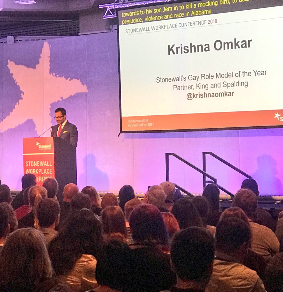 stonewalluk's tweet photo. "You have it in your hands to change the world for better. You have a platform and a privilege. Use it." -@krishnaomkar, Associate at King and Spalding and our our Gay Role Model of the Year #ComeOutforLGBT https://t.co/ZIoKXev6yM