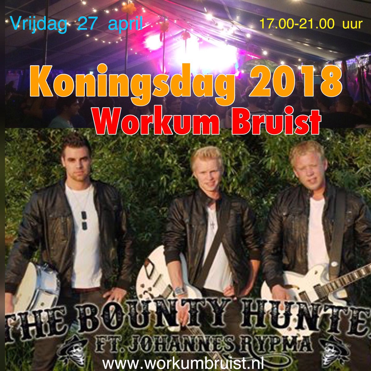 Tot vanmiddag in feesttent Workum Bruist  KINDERDISCO en aansluitend 
THE BOUNTY HUNTERS 
🎪🎸🎼🍺🍷🍸🍺 <a href="/WorkumNL/">Workum.nl</a> <a href="/WelkominWorkum/">Welkom in Workum</a> <a href="/vanharteworkum/">Promotie Workum</a> <a href="/CampingItSoal/">Camping It Soal</a> <a href="/SWFryslanNL/">Súdwest Fryslân</a> @NijefurdNL <a href="/vvWorkum/">VV Workum</a>